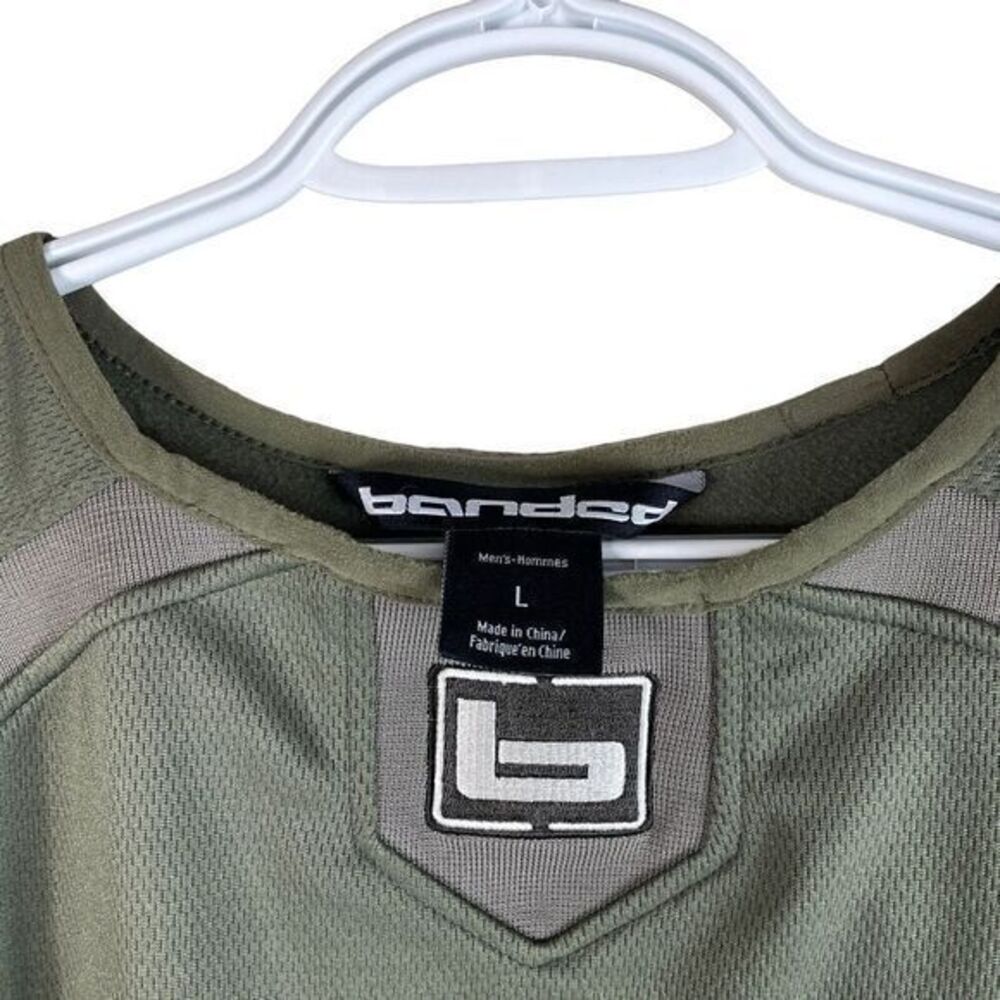 Banded Outdoor Pullover Sweater Mens‎ L Green Polyester Long Sleeve Stretch - Picture 4 of 4